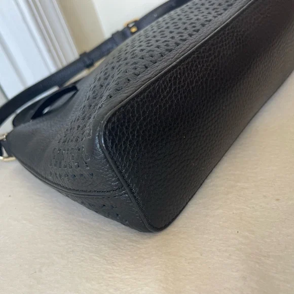 kate spade black pebbled leather crossbody with perforated detail EUC - Picture 6 of 10